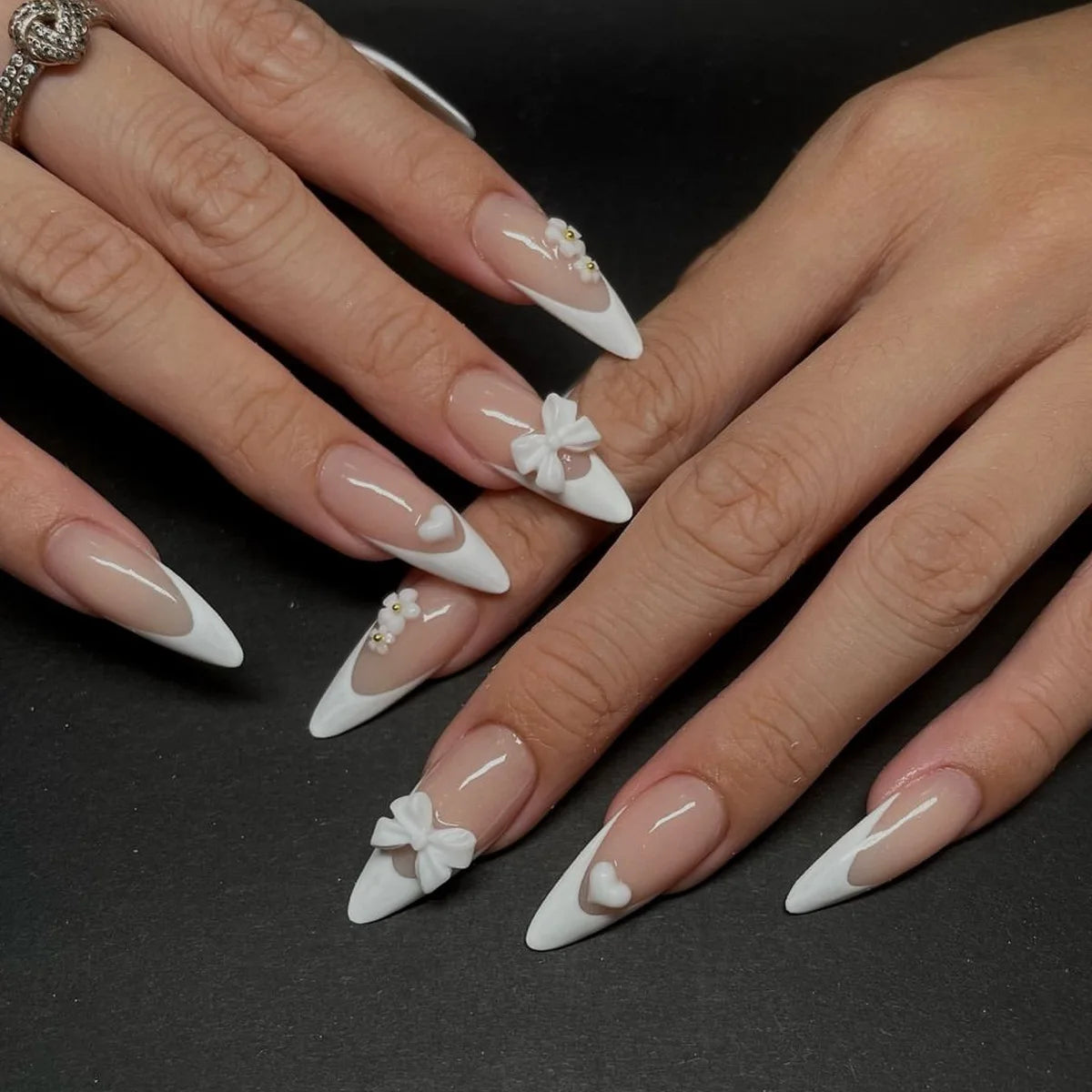 White French Press on Nails