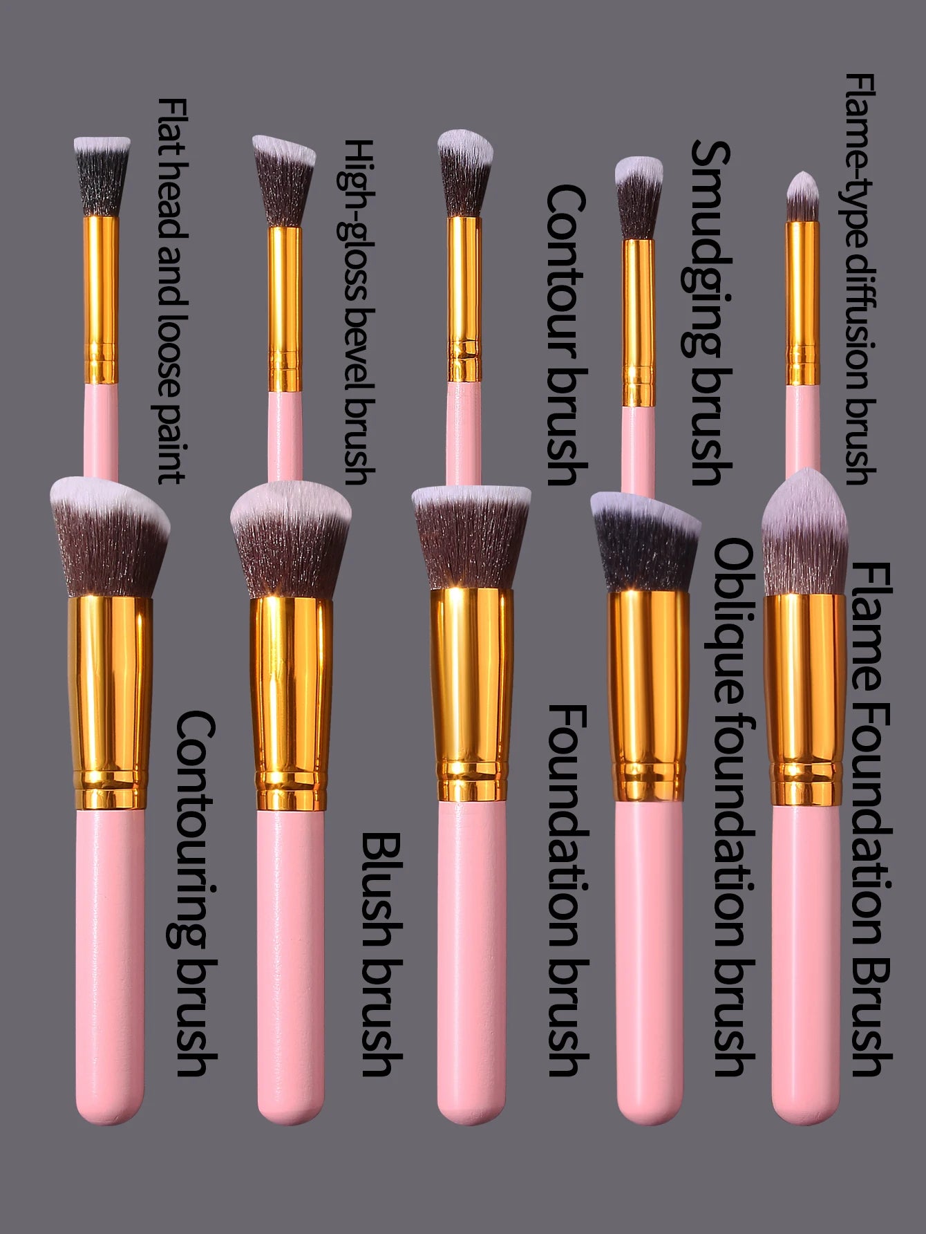 19 sets of pink makeup tools with high appearance standards