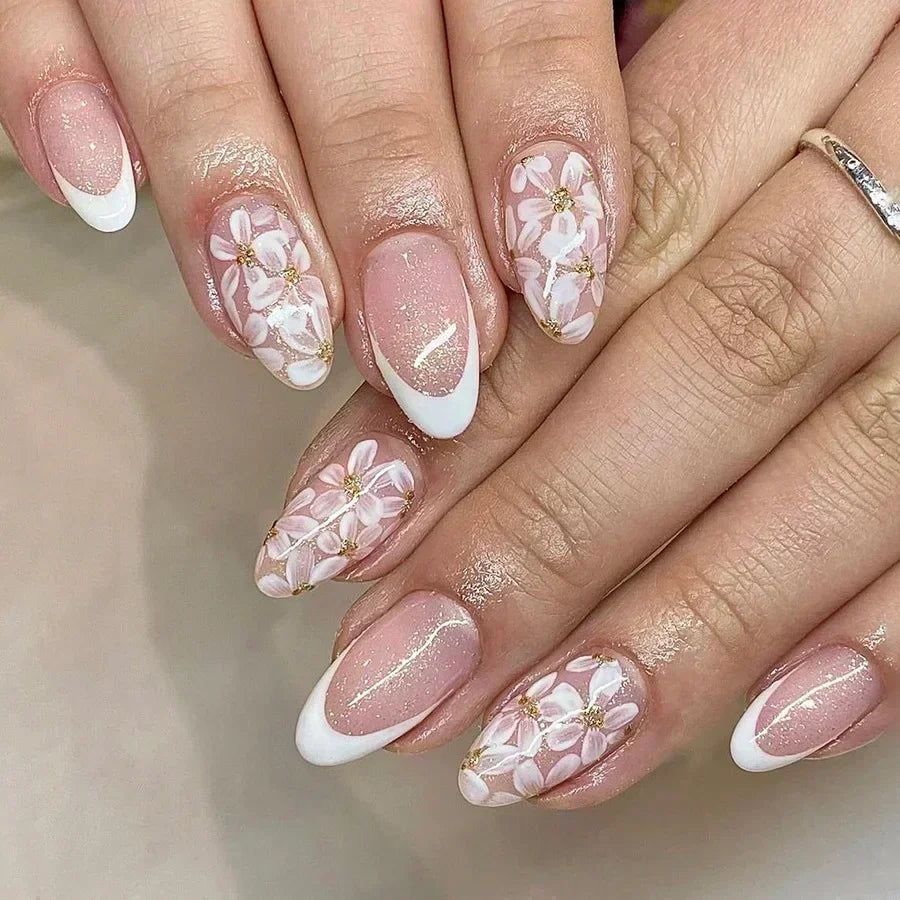 Butterfly Ballet with French Design Wearable False Nails