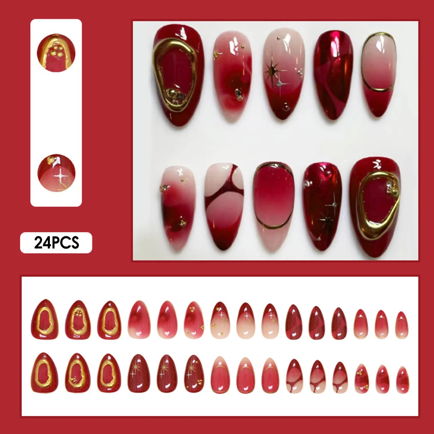 24pcs White Flower Press on Nail Tips