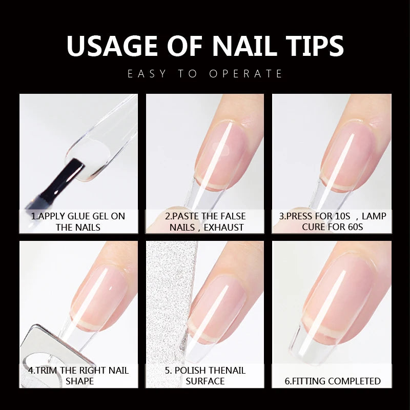 120Pcs Semi-Frosted Clear Coffin Press on Nails