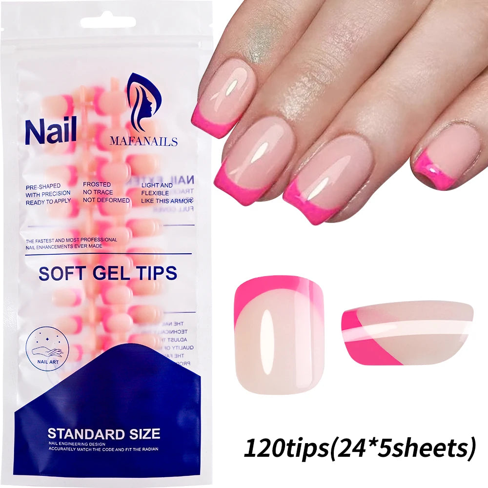 240/120Pcs Colorful French Short Square False Nails