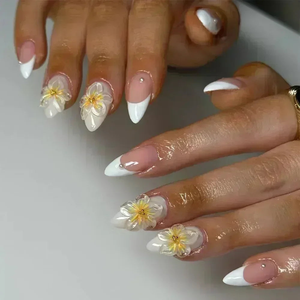 Butterfly Ballet with French Design Wearable False Nails