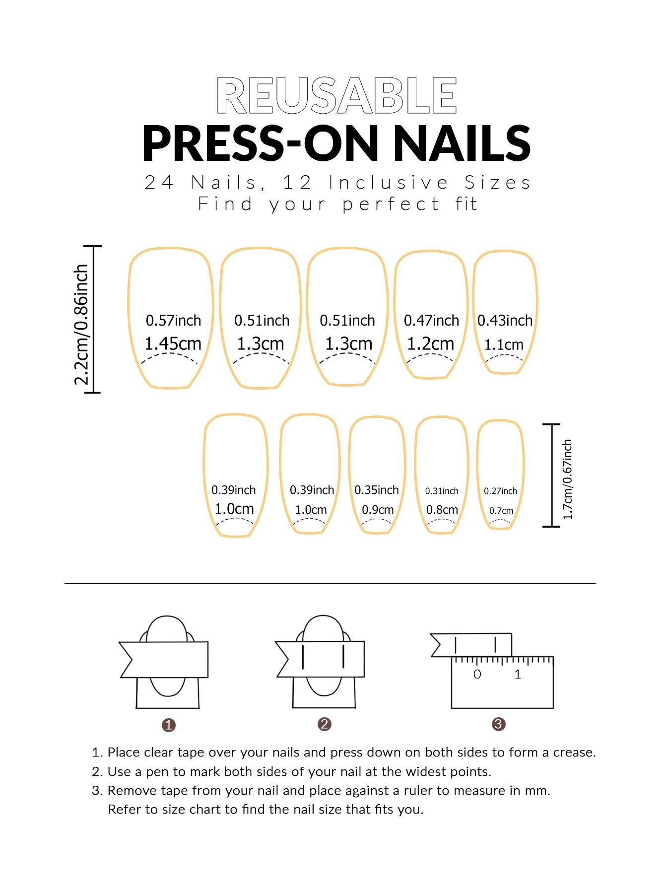 24pcs/set short square false nails for women
