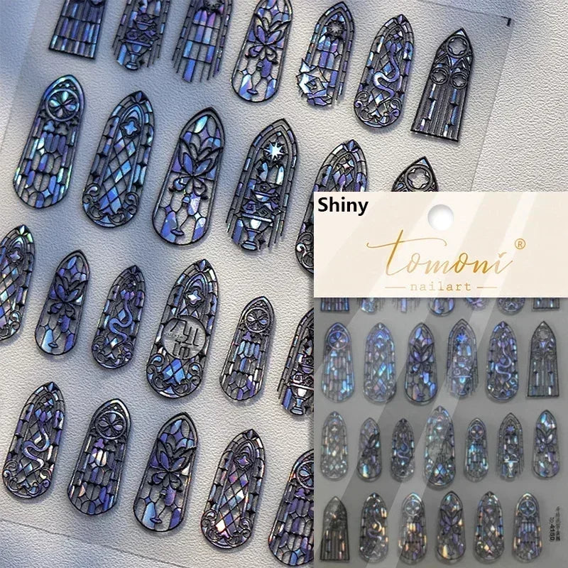 1piece high quality 5D glass fragment nail sticker