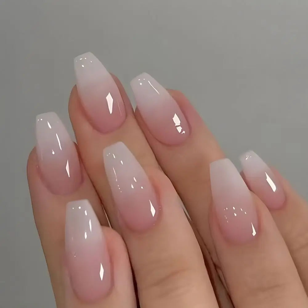 24pcs French Ballerina Waterproof Faux Gradient Nails