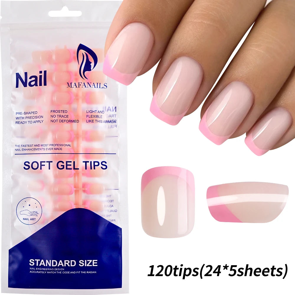 240/120Pcs Colorful French Short Square False Nails