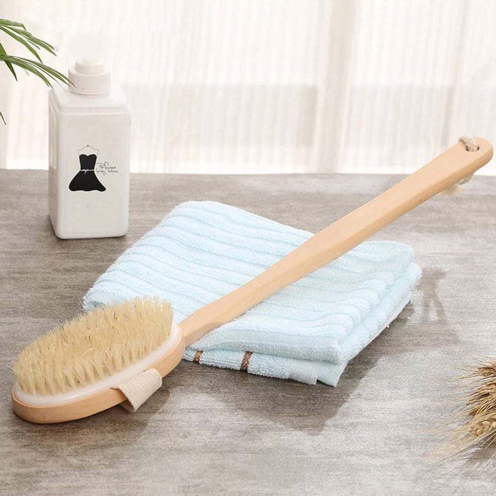 Natural Bath Brush with Long Wooden Handle