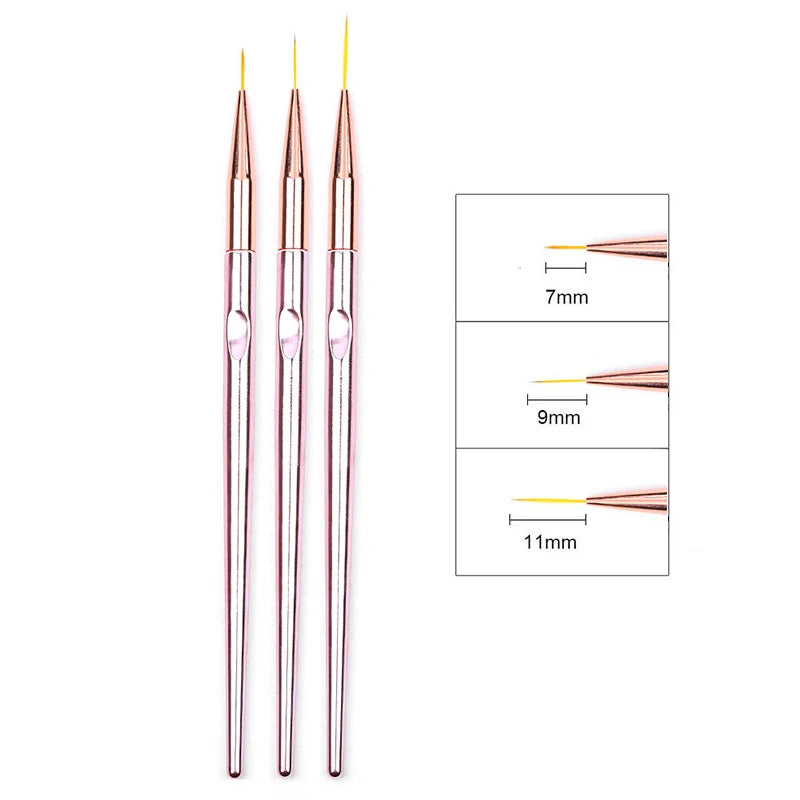 3pcs/Set Acrylic French Stripe Nail Art Line Painting Pen