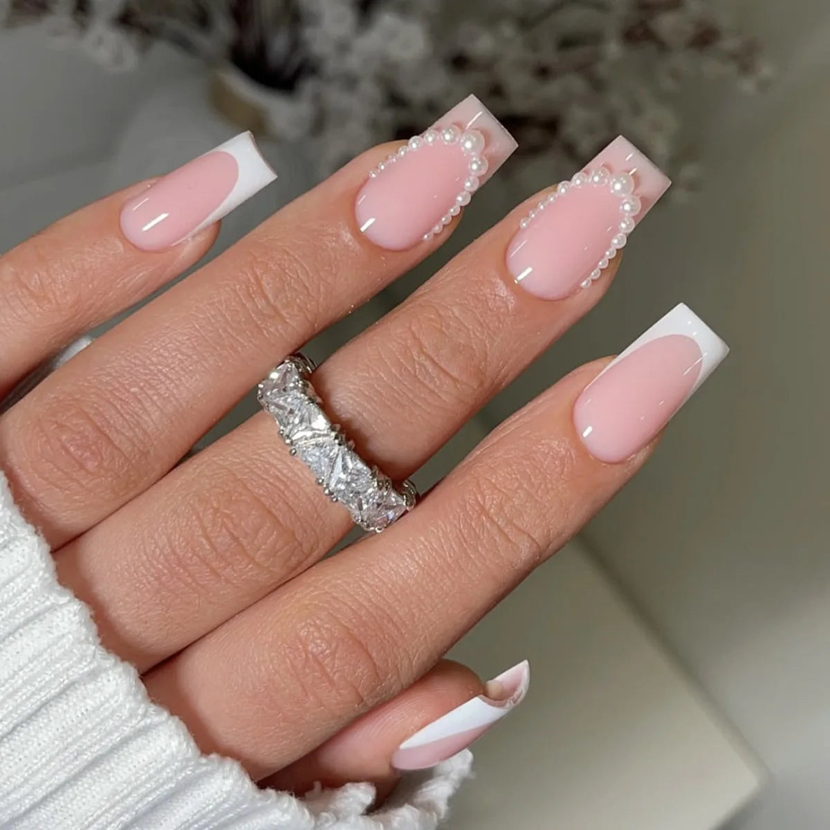 White French Press on Nails