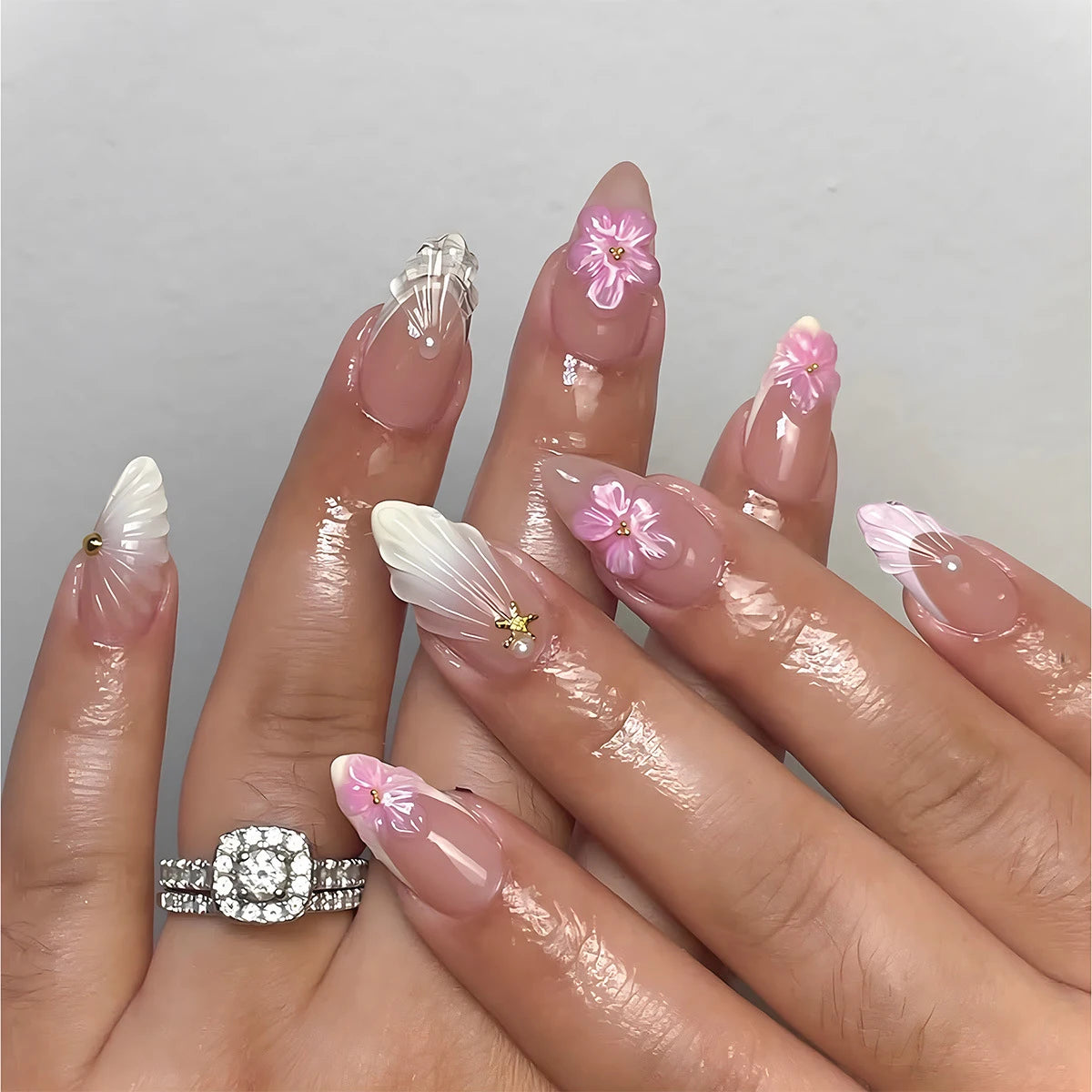 Butterfly Ballet with French Design Wearable False Nails