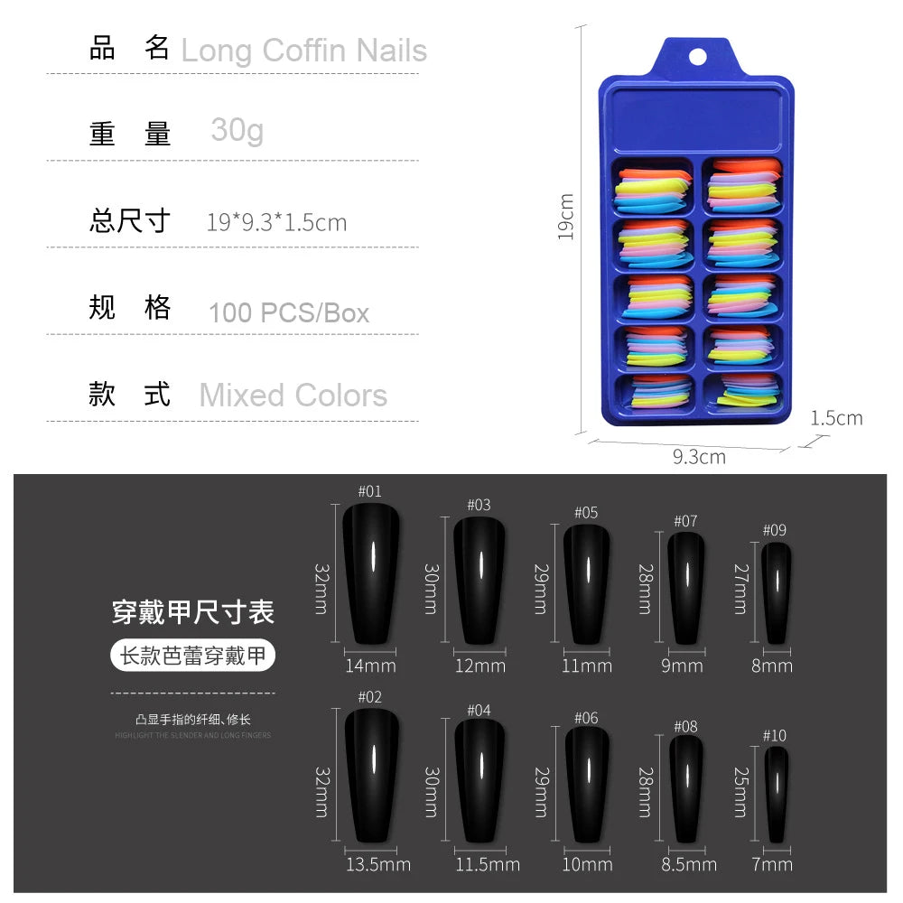 100pcs/box Acrylic Artificial False Nail