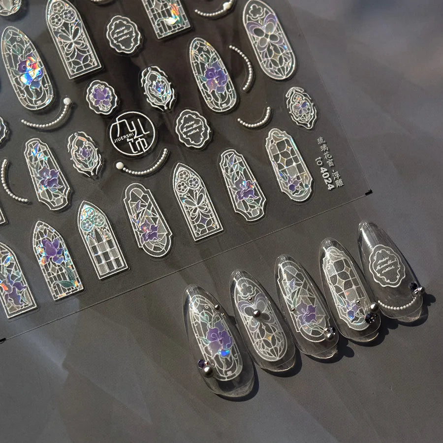 1piece high quality 5D glass fragment nail sticker