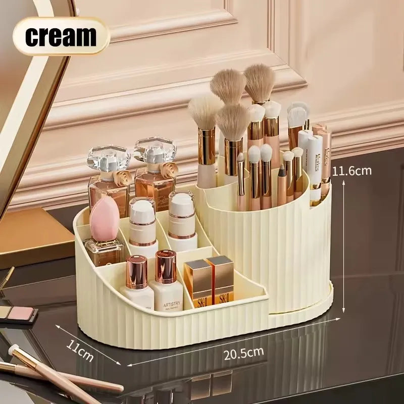 360° Rotating Vanity Makeup Organizer with Brush Holder