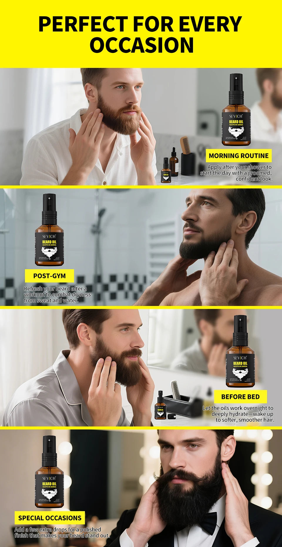 SEVICH Natural Beard Growth Oil for Men