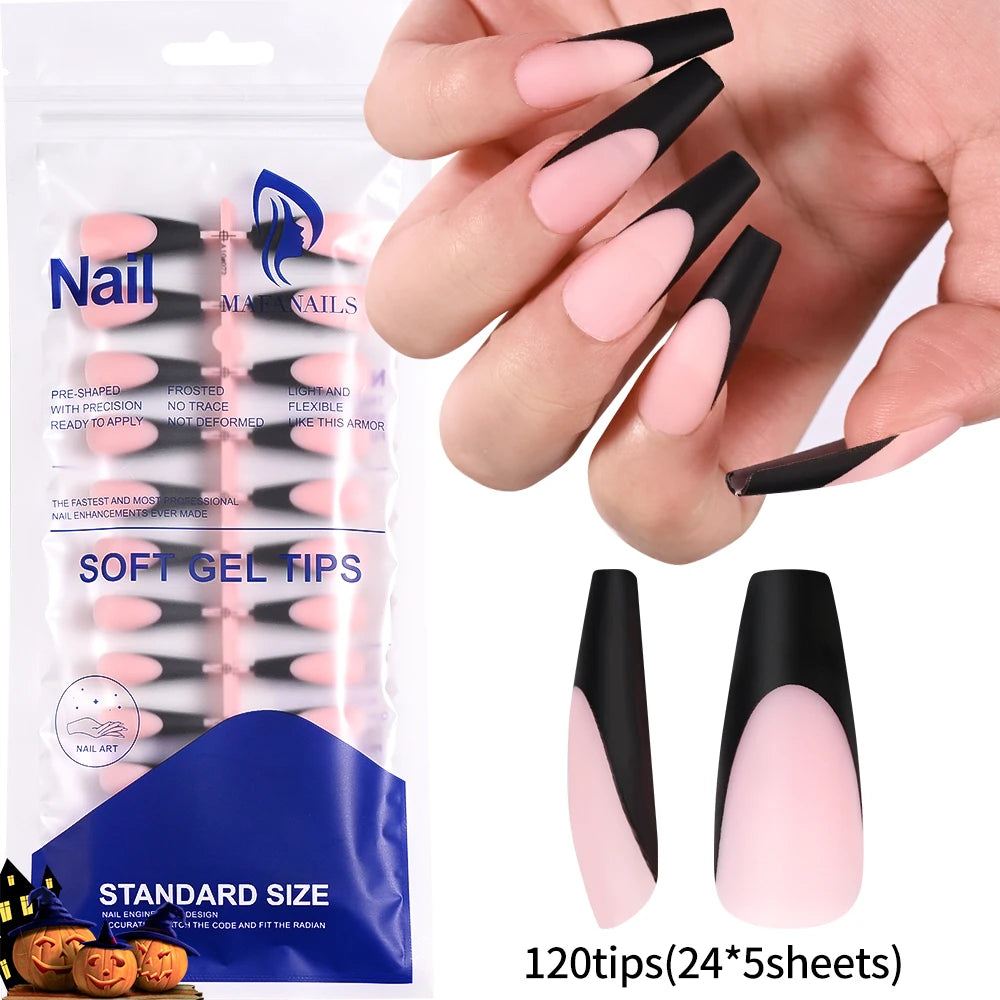 240/120Pcs Colorful French Short Square False Nails