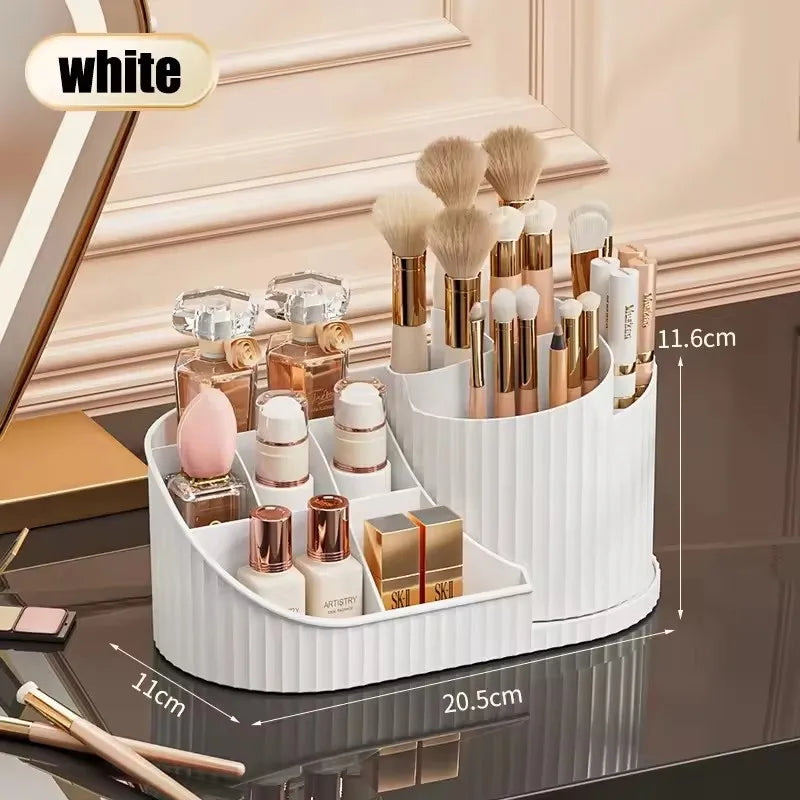 360° Rotating Vanity Makeup Organizer with Brush Holder