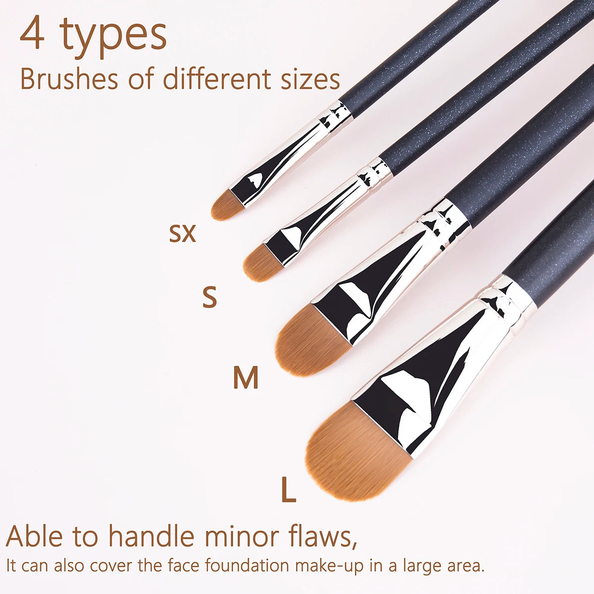 4 Types Sizes Upgraded Ultra-thin Foundation Concealer Makeup Brush