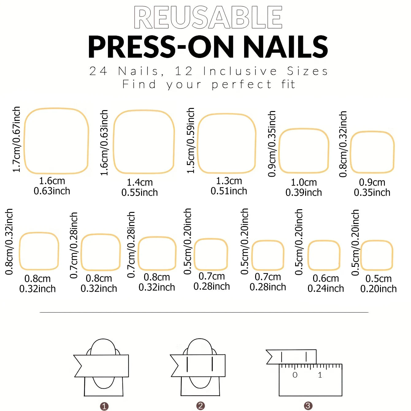 24pcs/set short square false nails for women