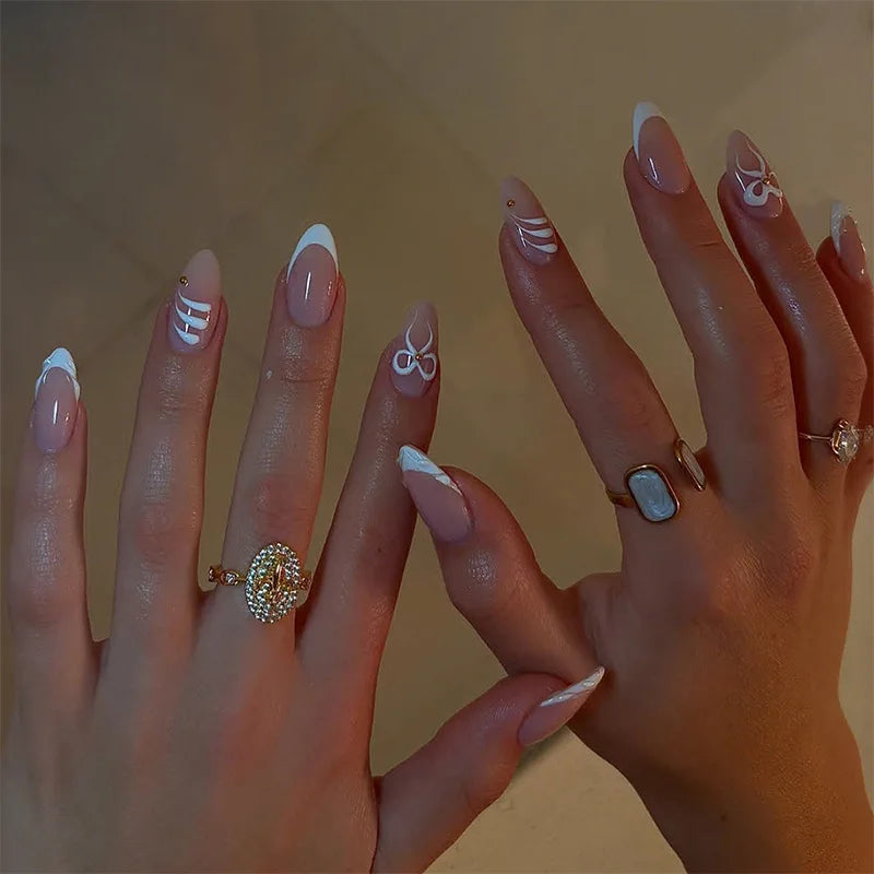 White French Press on Nails