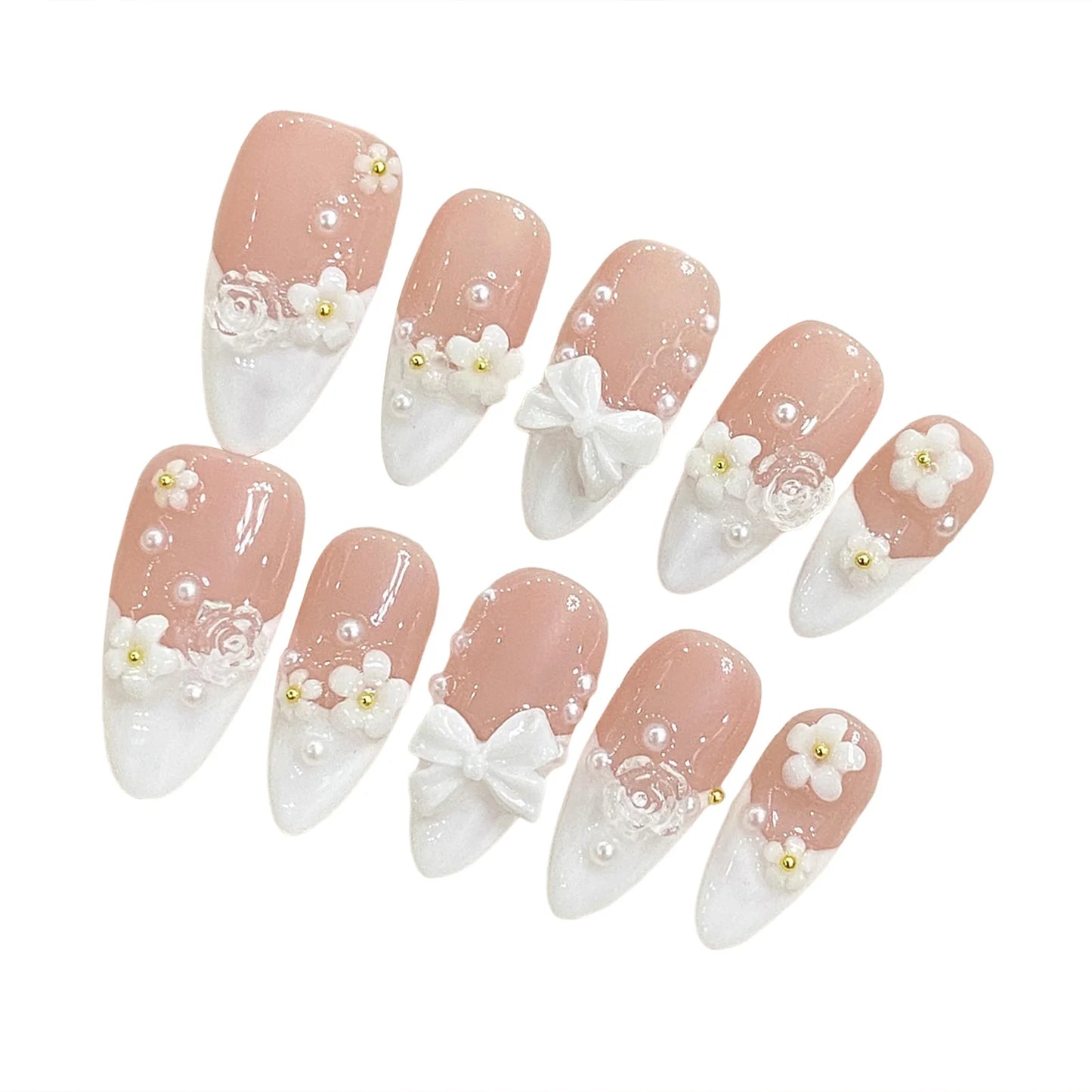 French Style Handmade Artificial Manicure Nail