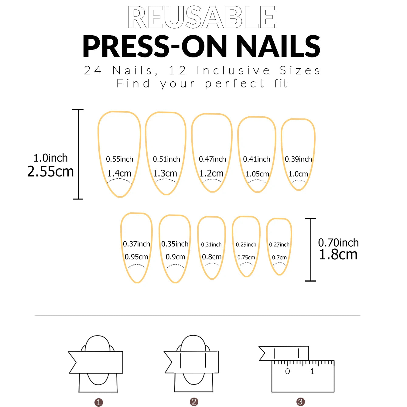 24pcs/set short square false nails for women