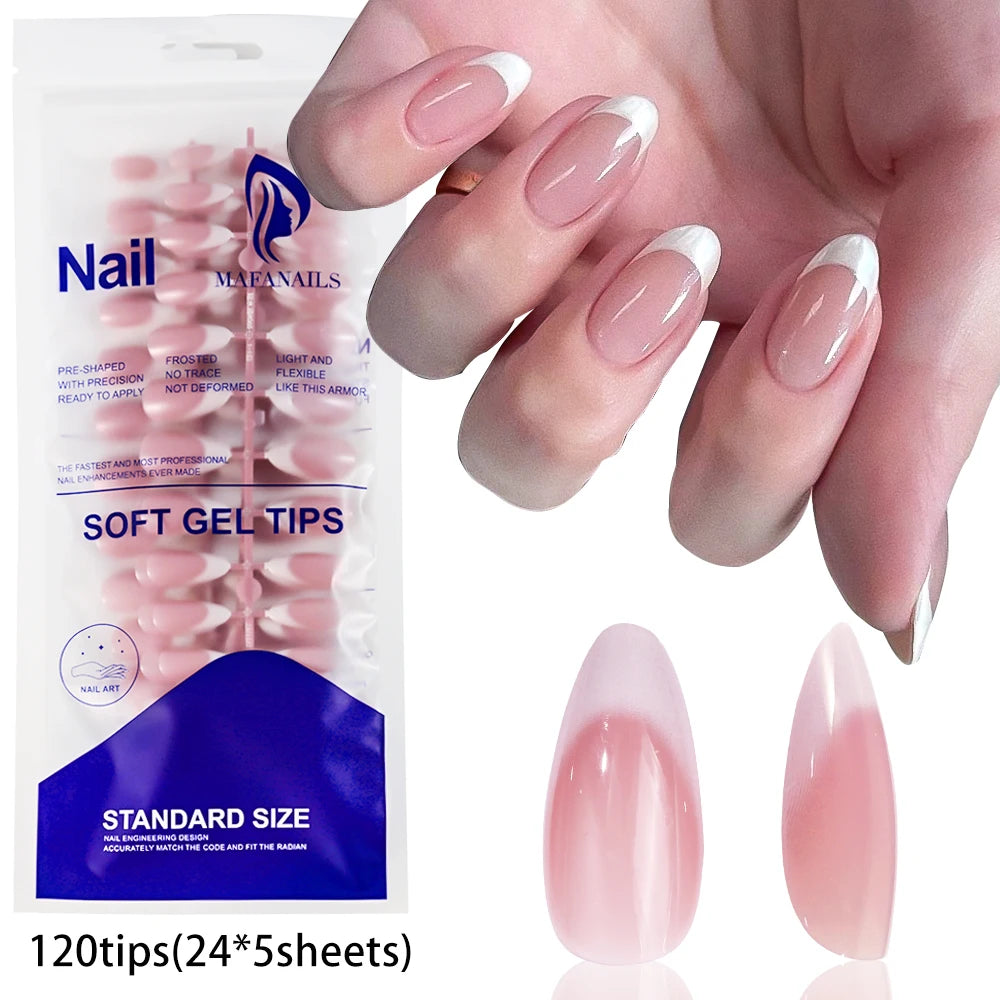 240/120Pcs Colorful French Short Square False Nails