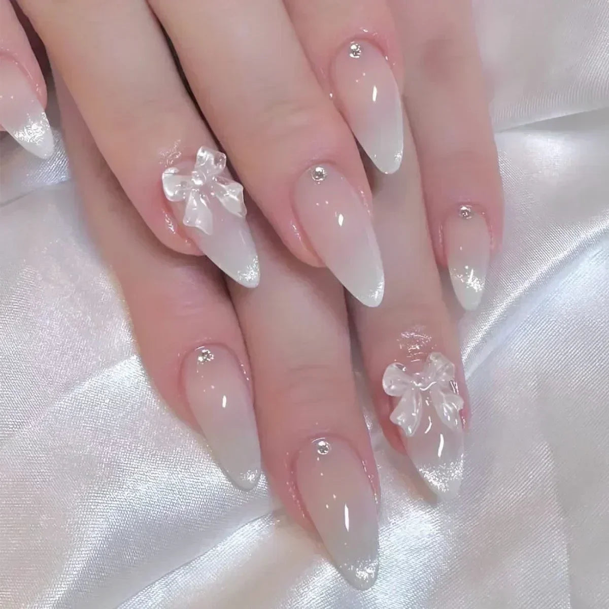 Butterfly Ballet with French Design Wearable False Nails