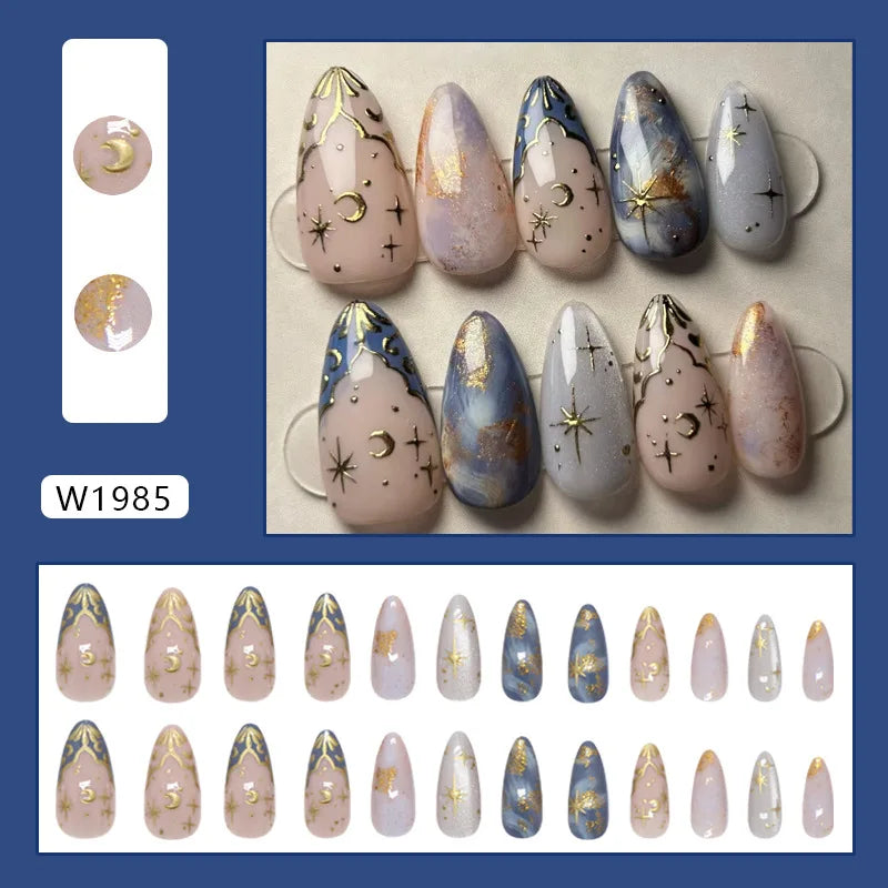 24pcs White Flower Press on Nail Tips