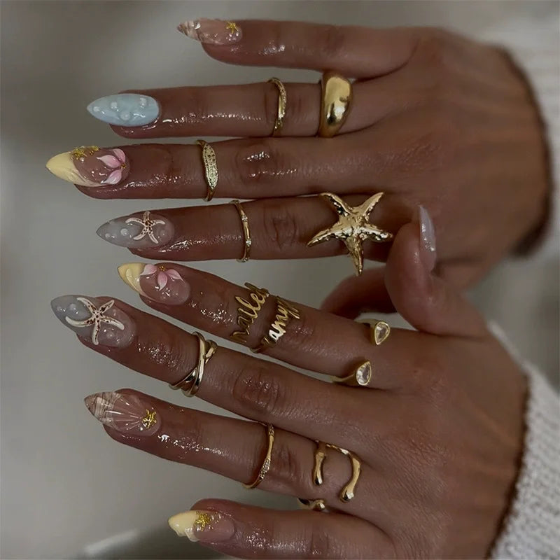 Butterfly Ballet with French Design Wearable False Nails