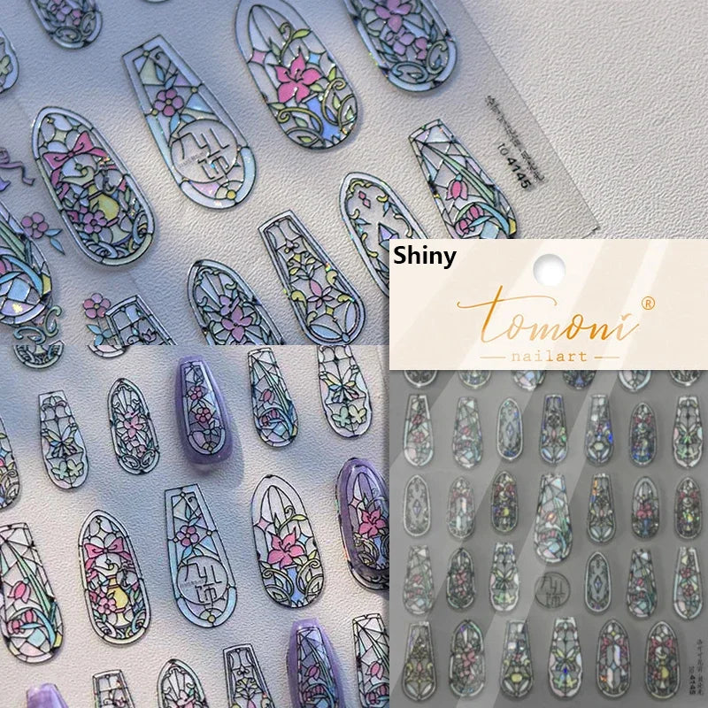 1piece high quality 5D glass fragment nail sticker