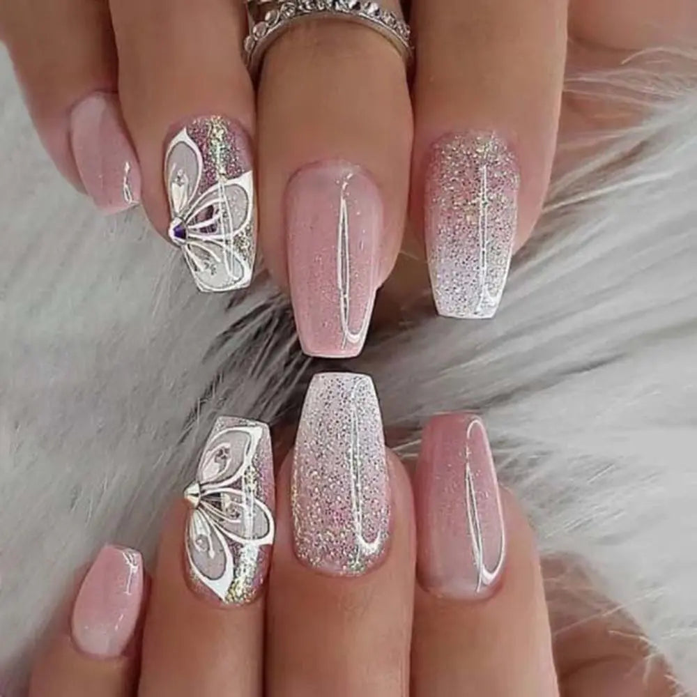 24pcs French Ballerina Waterproof Faux Gradient Nails
