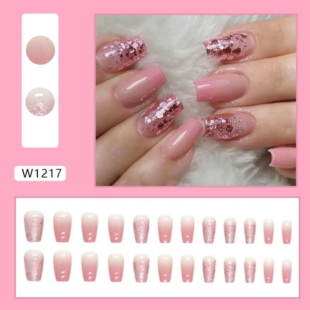 24pcs French Ballerina Waterproof Faux Gradient Nails