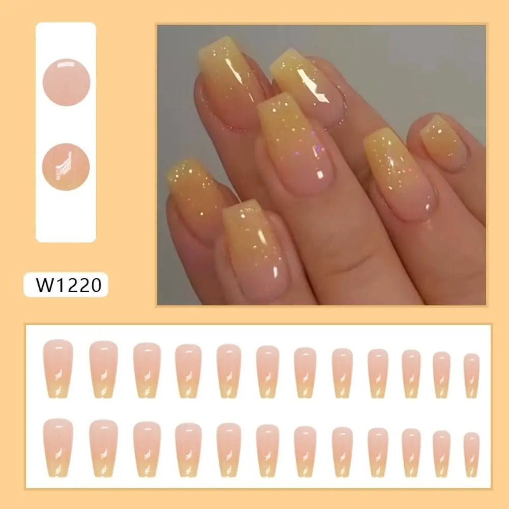 24pcs French Ballerina Waterproof Faux Gradient Nails