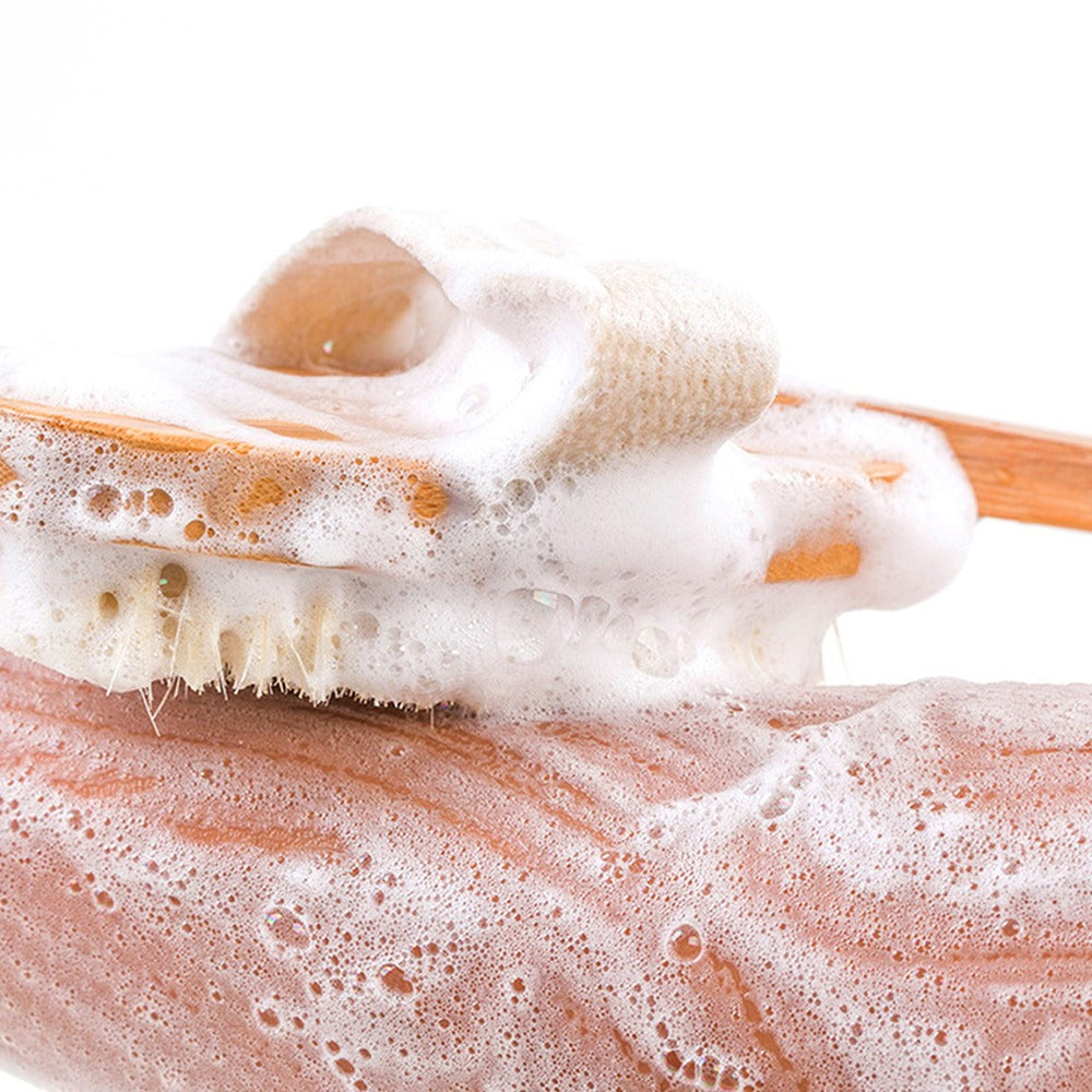 Natural Bath Brush with Long Wooden Handle