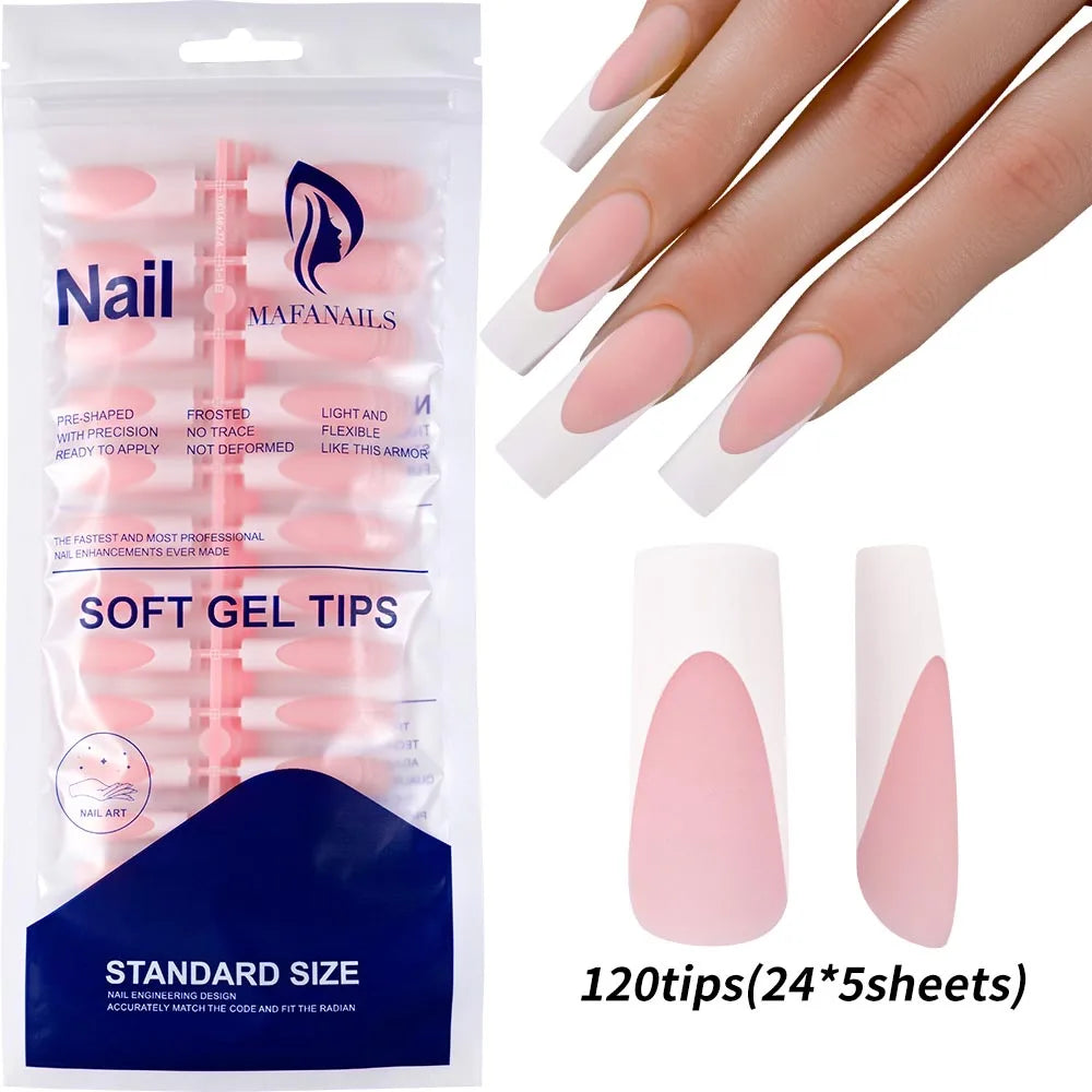 240/120Pcs Colorful French Short Square False Nails