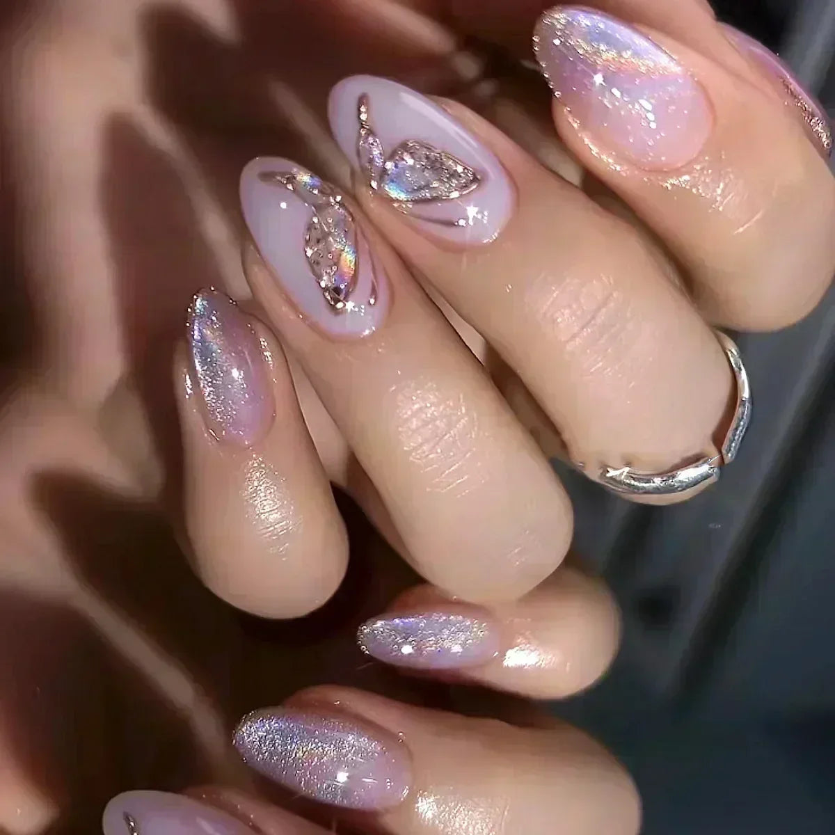 Butterfly Ballet with French Design Wearable False Nails
