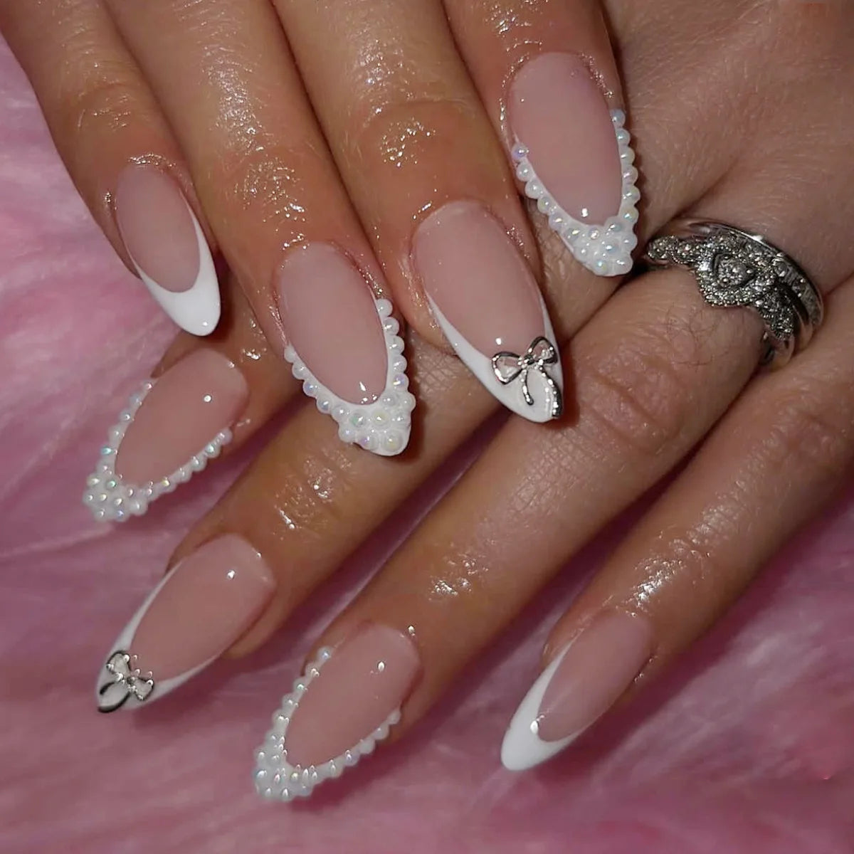 White French Press on Nails