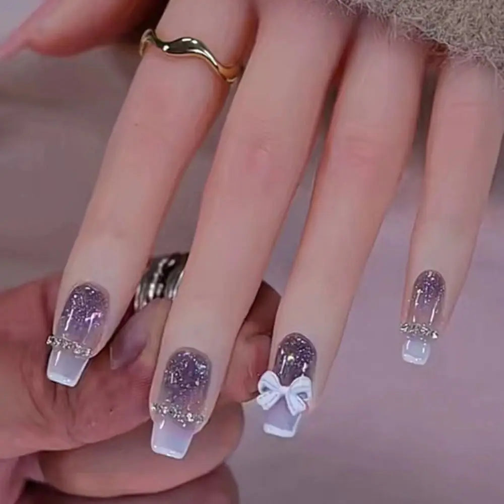24pcs French Ballerina Waterproof Faux Gradient Nails