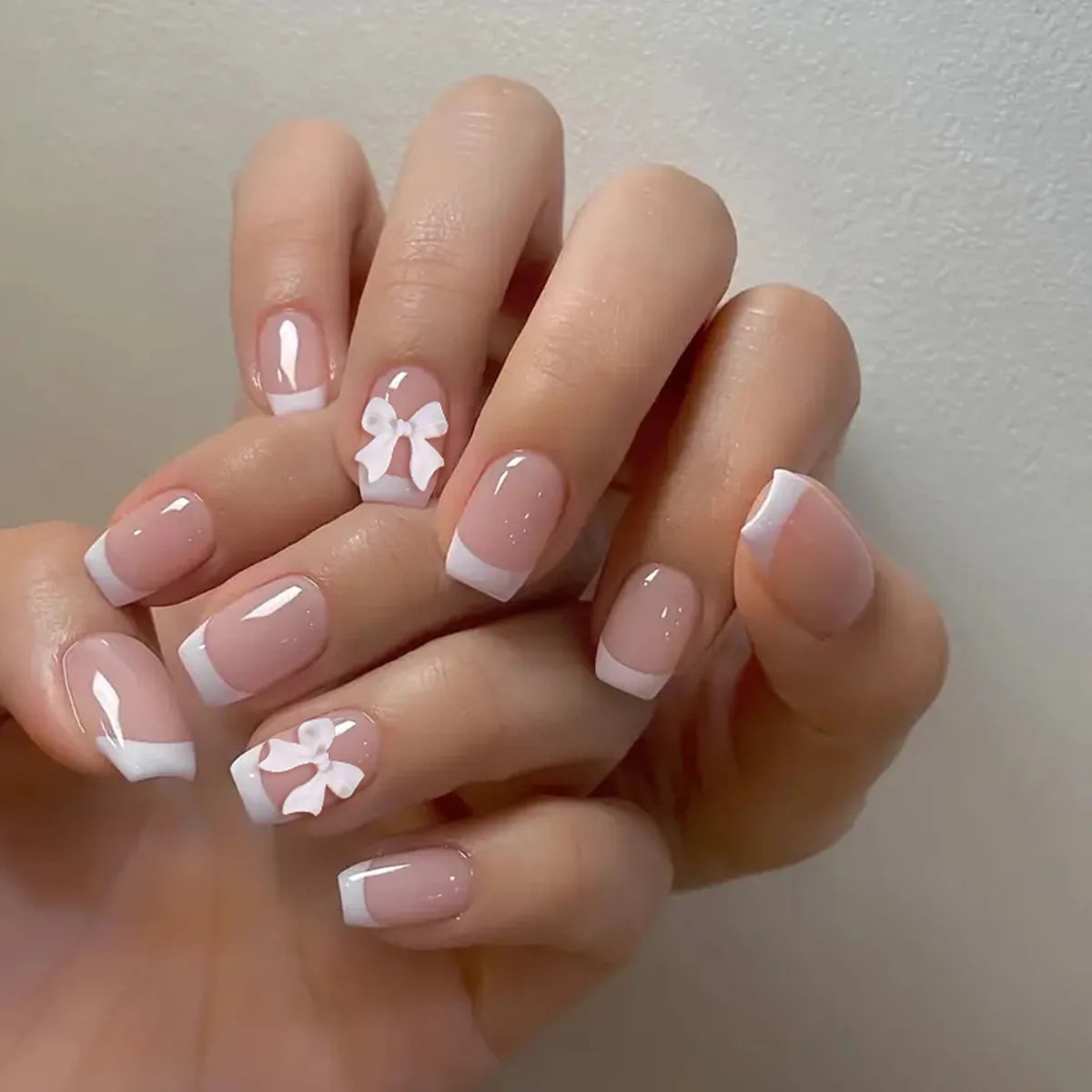 White French Press on Nails