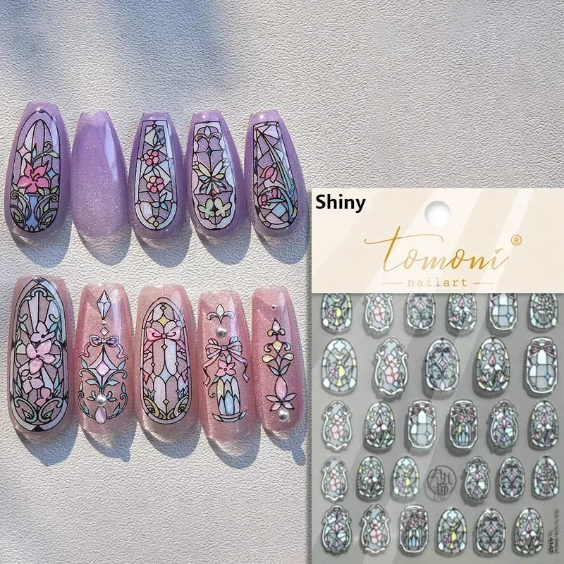 1piece high quality 5D glass fragment nail sticker
