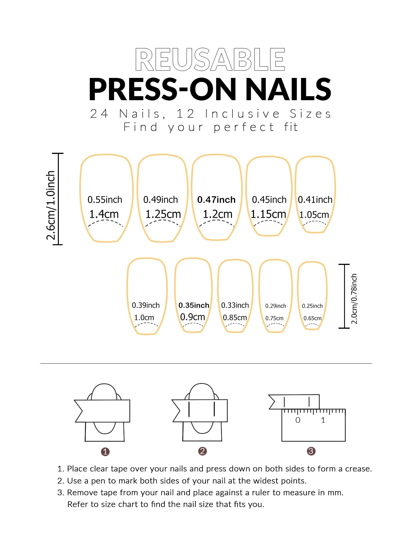 24pcs/set short square false nails for women