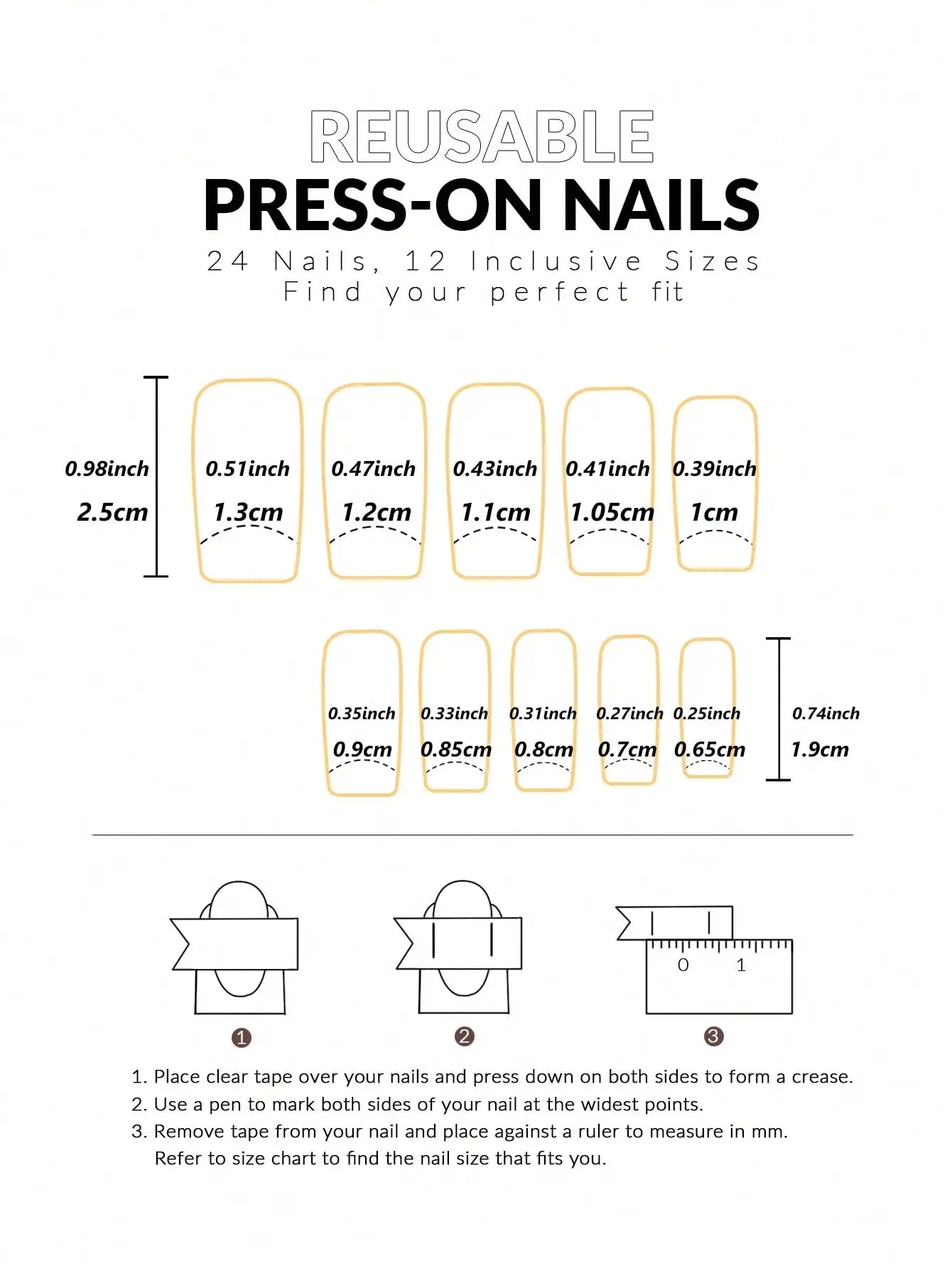24pcs/set short square false nails for women