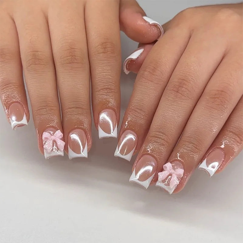 White French Press on Nails