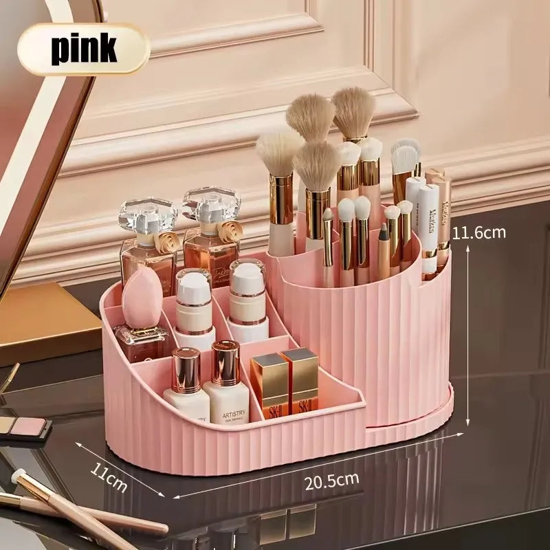 360° Rotating Vanity Makeup Organizer with Brush Holder