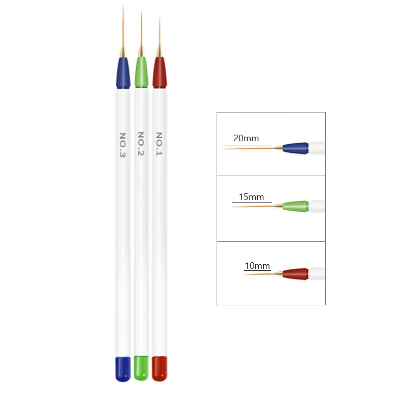 3pcs/Set Acrylic French Stripe Nail Art Line Painting Pen