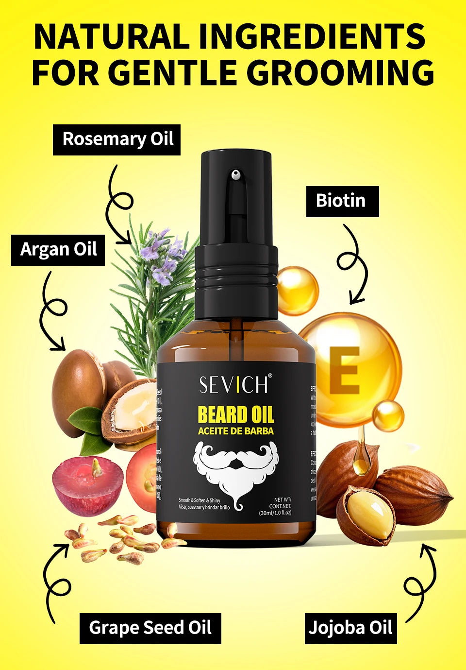 SEVICH Natural Beard Growth Oil for Men