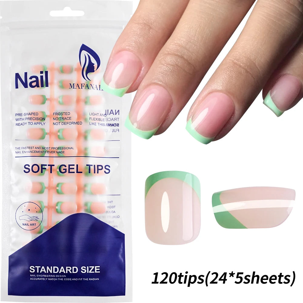 240/120Pcs Colorful French Short Square False Nails