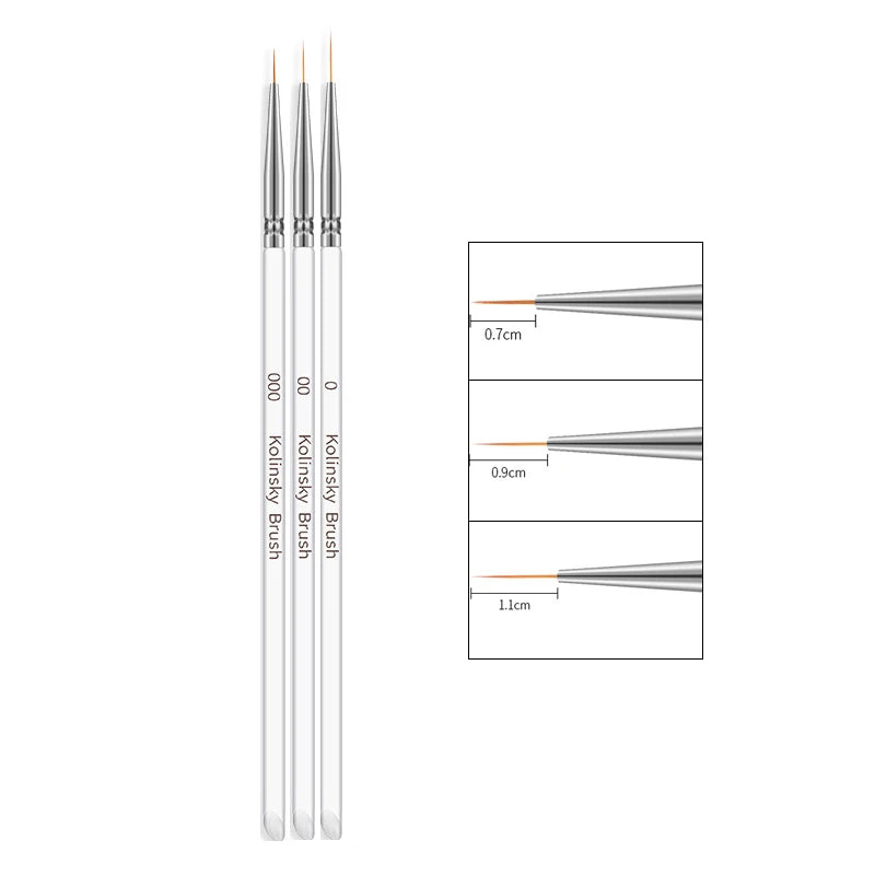 3pcs/Set Acrylic French Stripe Nail Art Line Painting Pen