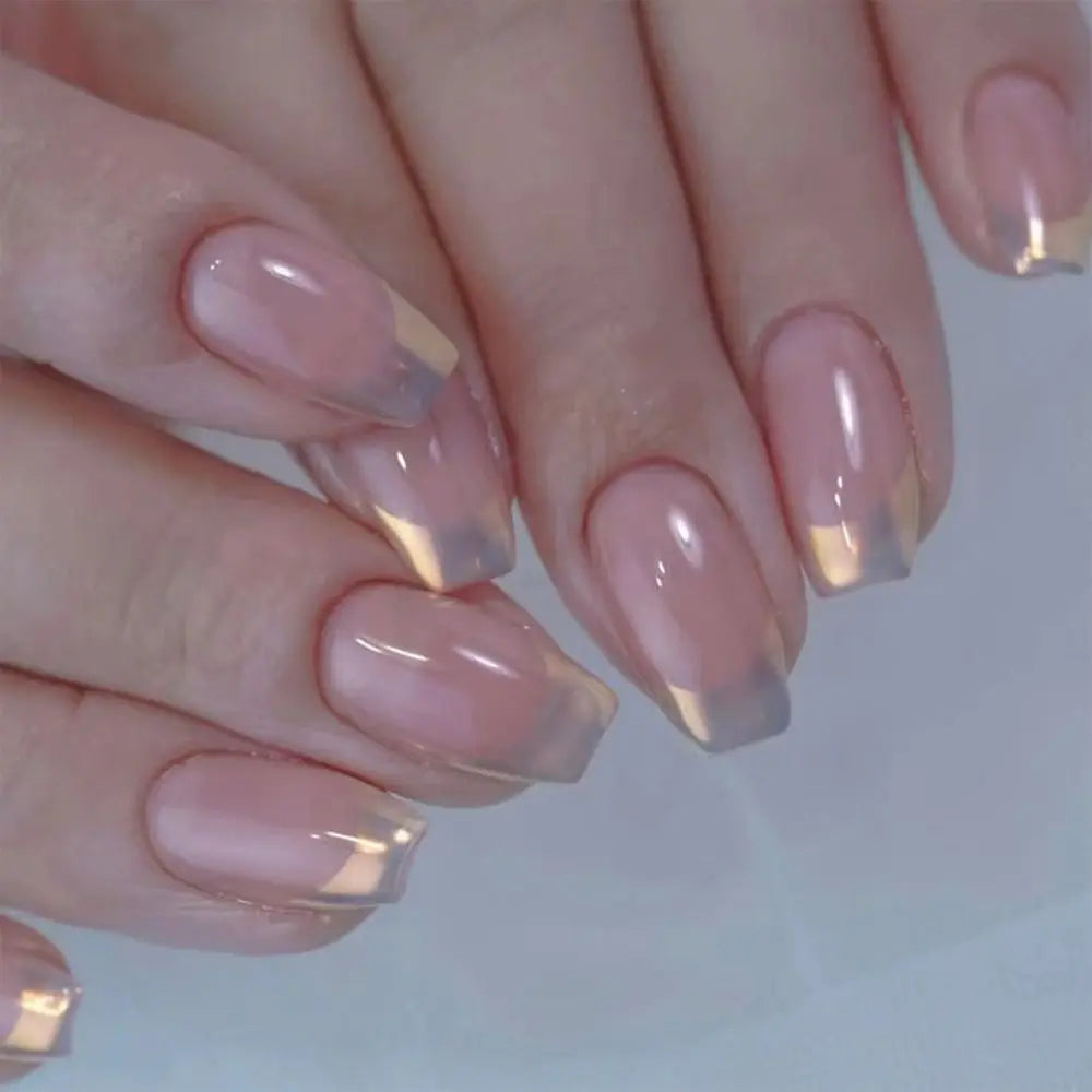 24pcs French Ballerina Waterproof Faux Gradient Nails